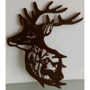 Deer Silhouette Brown Resin With Deer & Pine Trees Inside Homemade Home Decor
